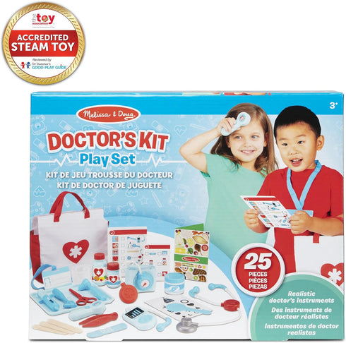 25-Piece Set, 3+ Melissa & Doug Get Well Doctor Kit, Toddler Doctor Play Realistic Pretend Play Toys & Accessories