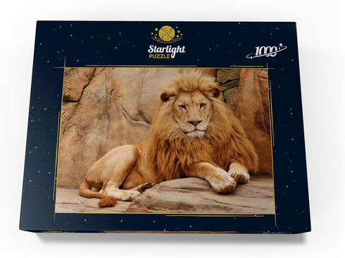 MyPuzzle A Lion Relaxing On A Stone - Premium 1000 Piece Jigsaw Puzzle for Adults