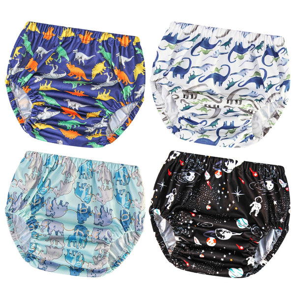 Joyo roy 4Pcs Plastic Underwear for Potty Training, Rubber Pants for Toddlers, Leakproof Swim Diaper Covers, 3T Cloth