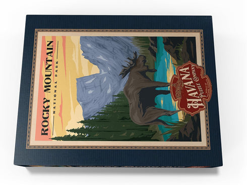 MyPuzzle Rocky Mountain National Park Moose Vintage Travel Poster - 500 Piece Jigsaw Puzzle for Adults