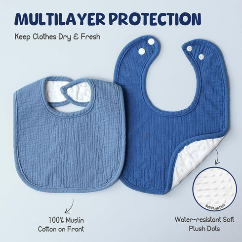 Muslin Baby Bibs for Unisex Boys Girls - Soft Cotton Drooling and Teething Bibs for Infant Newborn