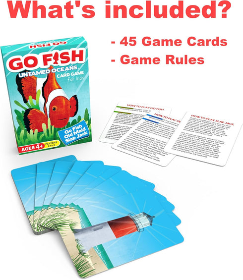 GO Fish Untamed Oceans Card Game for Kids 4-8 - Play Old Maid & Slap Jack - Family Game Night Fun