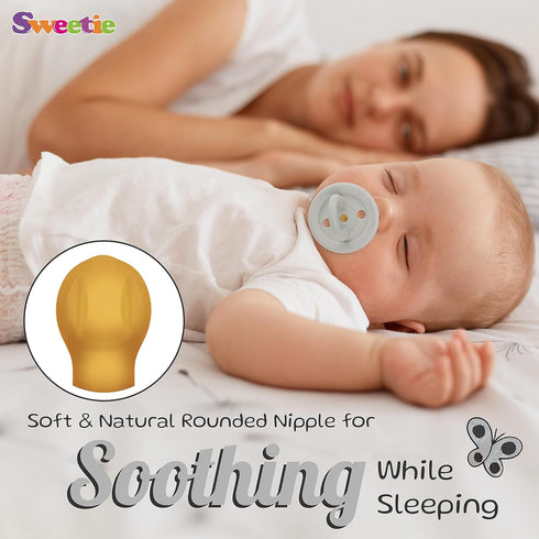 6-12 6-12 SWEETIE Rubber Pacifier Natural Rubber Pacifier Rounded Grey Medium Month (Medium Months, Grey)