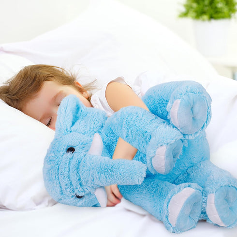 5Lb Weighted Elephant Stuffed Animals, 16in Plush Giant Throw Pillow for Boys and Girls Christmas (Blue)