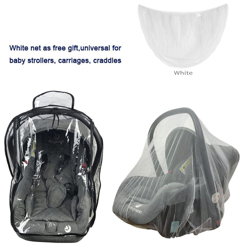 LLUFO Baby Car Seat Rain Cover Universal Weather Shield Waterproof,Easy Access Zipper,Side Ventilation,EVA