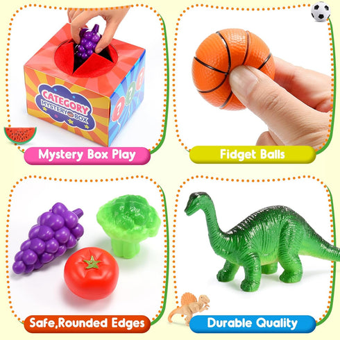 2-6 58-Piece Montessori Sensory Toys for Year Olds | Learning & Sorting Games with Mystery Box | Preschool Activities