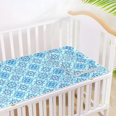 miaozhen 28" 52" Cooling Baby Crib Mattress x Washable Snowflake Pattern Blue Bed Pads for Baby&Toddler