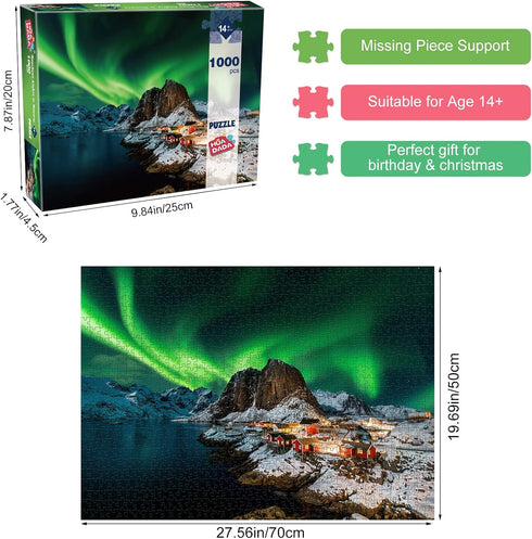 Jigsaw Puzzles for Adults 1000 Piece Puzzle for Adults 1000 Pieces Puzzle 1000 Pieces-Northern Lights in Norway