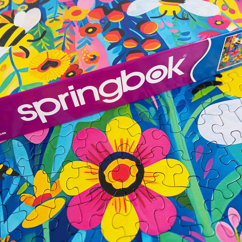 Springbok's Busy Bee Garden 500 Piece Jigsaw Puzzle for Adults, Colorful Display of Bees in The Garden