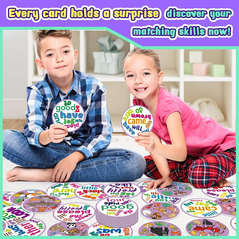 Edulok Memory Card Game, Kids Sight Word Piles Card Games, Animal Table Match Game for Toddlers, Indoor Recess Family