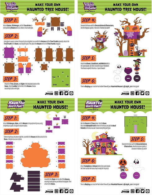 JOYIN 2 Pack Halloween Craft Kit, 3D Tree House and Pumpkin Haunted House, Art and Craft DIY Kits for Kids