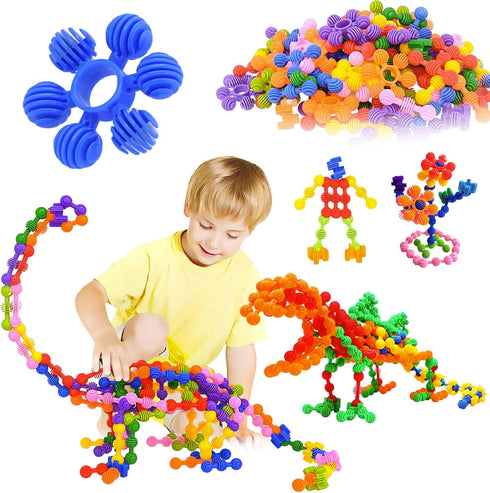 Kids Building Blocks STEM Toys, 120 PCS Plastic Gear Interlocking Sets, Safe Material for Girls and Boys Aged 3+