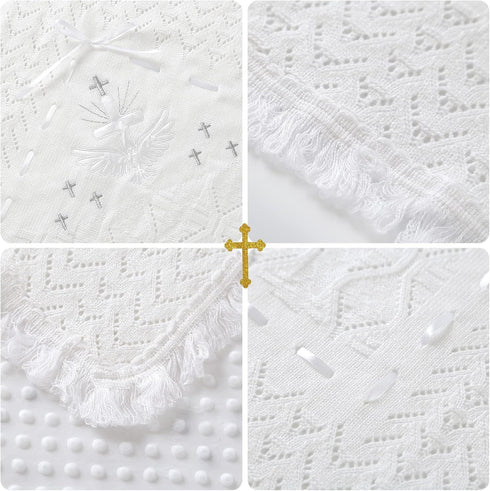 37x39 Booulfi Baby Christening Blanket Baby Blankets Neutral Newborn Essentials White Nursery Blankets Knitted Baptism