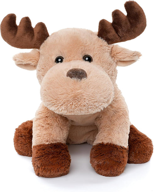 Adorable 13" Caribou Furry Reindeer Elk Moose Plush Toy for Kids, Super Soft Brown
