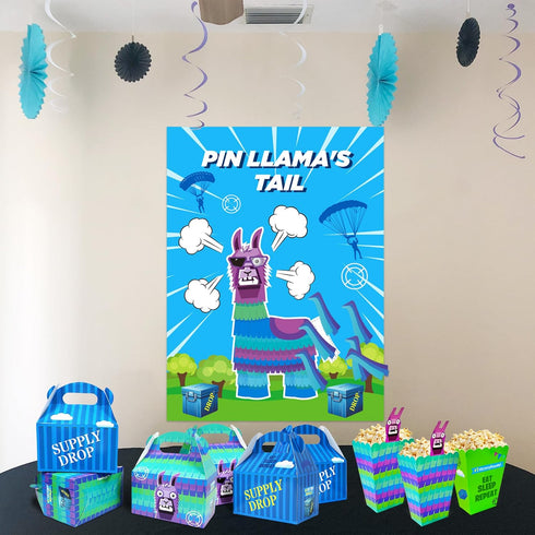 Video Game Party Decorations, Pin The Tails on Llama Game with 28PCS Tails Stickers for Video Game Theme Party