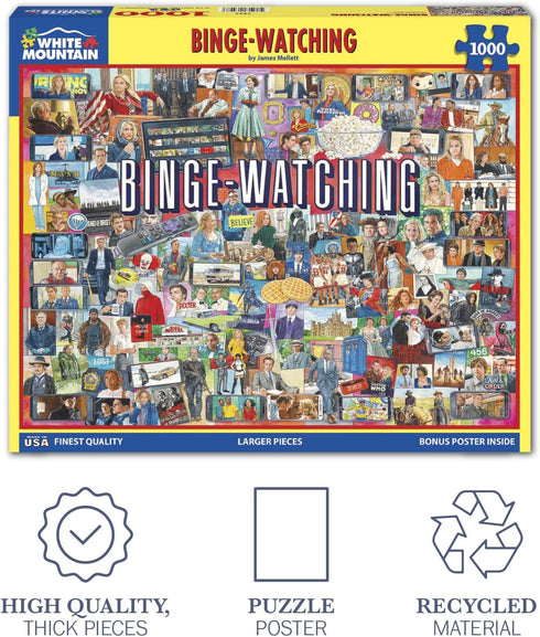 White Mountain Puzzles - Binge Watching 1000 Piece Jigsaw Puzzle for Adults, Fun Family Activity