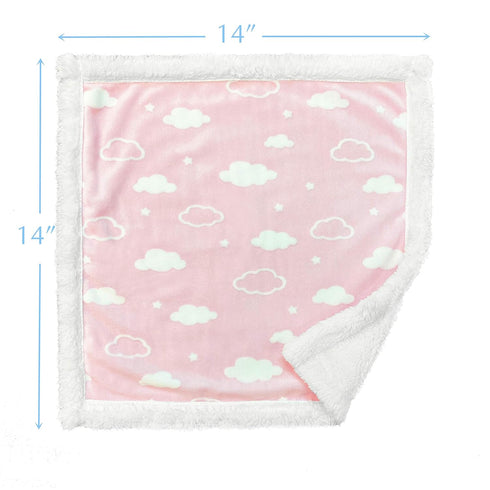 American Baby Company Heavenly Soft Chenille Sherpa Security Blanket, Pink, 14" X 14", Cozy for Boys and Girls