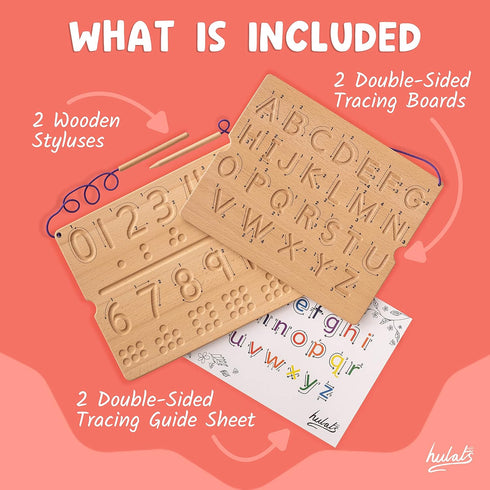 Learn to Write Number & Letter Tracing Boards, Wooden Alphabet Learning Montessori Toys for 4+ Year Olds