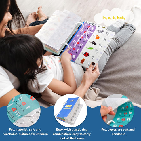CHEFAN CVC Word Games Flashcards, Short Vowel Spelling Phonics Learning Activity for Preschool Kindergarten Kids