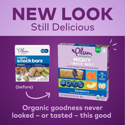 Plum Organics Mighty Snack Bars, Blueberry, 0.67 oz Bars (Pack of 6)