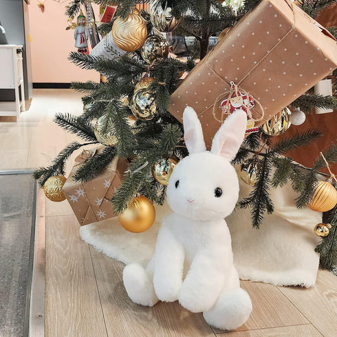 Rabbit Bunny Stuffed Animals Plush Toys with Pink Ears, Off White, Birthday Easter Christmas Gifts for Kids and Babies