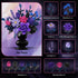 Set 17 887PCS HiWEEGO Flowers Bouquet Building with LED Light - Artificial Flowers Toy, Purple Roses Botanical