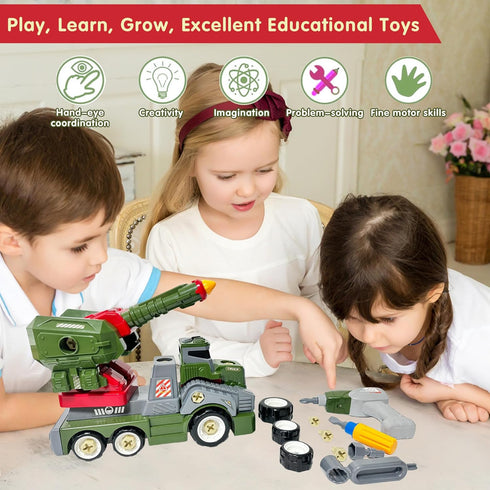 11inches 3-10 Large Take Apart Trucks Army Toys for Boys Girls Kids Year Old Missile Vehicles Anti Aircraft Trucks Toys