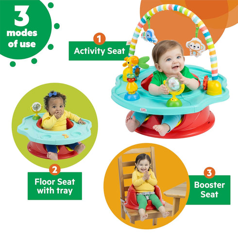 3-in-1 6 Bright Starts SuperSeat Playful Paradise, Baby Activity Seat with Toys, Snacking Tray, Booster Seat, BPA Free