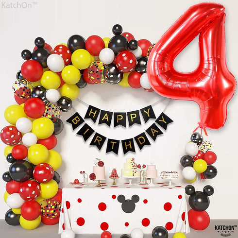 KatchOn Giant Red Number 4 Balloons, 40 Inch, 4th Birthday Balloons for Boys and Girls, Anniversary Decorations