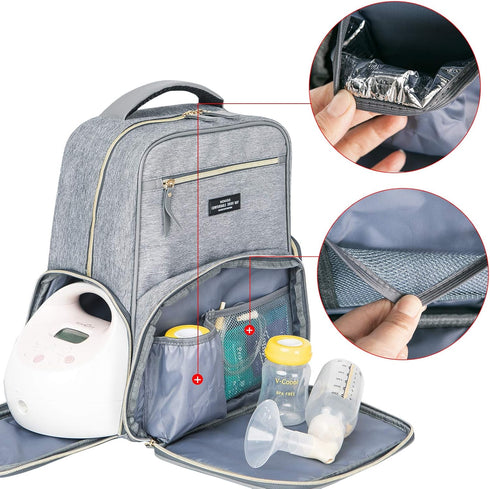 Backpack Mommy Backpack MOMIGO Breast Pump Diaper Bag - Multi-Function Outdoor Working with Insulation Pocket