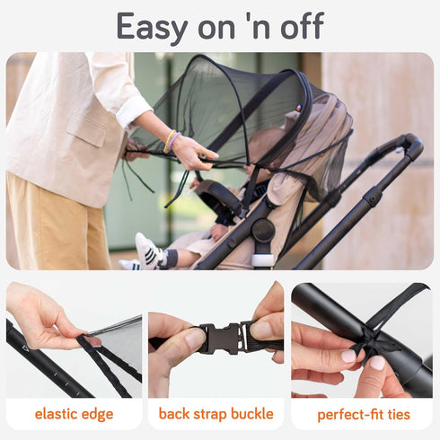 3D Baby Uma Baby Mosquito Net for Stroller - Universal Stroller Mosquito Net Cover, Breathable & Tear-Resistant Mesh