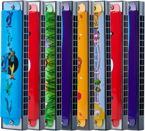 12 Pcs Cartoon Harmonica Toy, 16 Holes Musical Instrument for Boys & Girls, Beginner Party Favor Toys