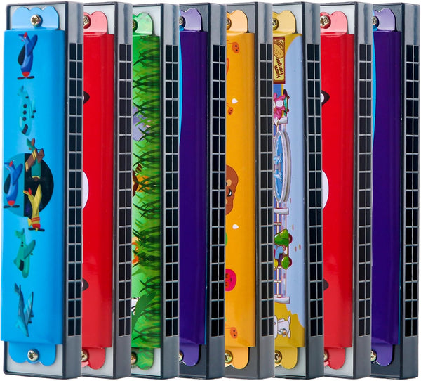 12 Pcs Cartoon Harmonica Toy, 16 Holes Musical Instrument for Boys & Girls, Beginner Party Favor Toys