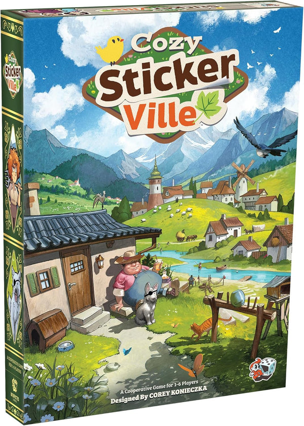Asmodee Cozy Stickerville Board Game - Narrative Strategy Game of Village Building
