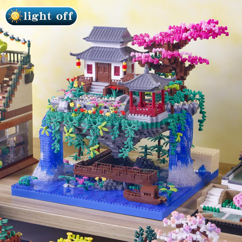 STMIGAIBLOCKS 3320PCS 14+ Peach Blossom Pond Bonsai Tree Building Block Kit,Chinese Sakura Architecture Micro Mini
