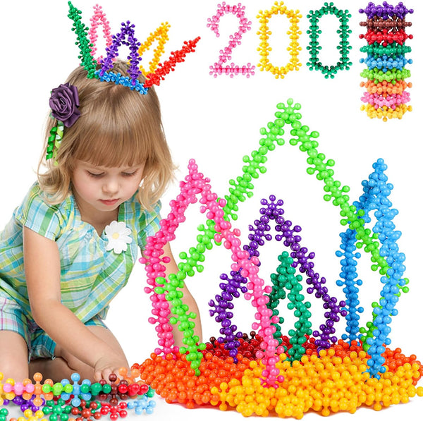 NEOACT 200PCS Building Blocks, Educational Interlocking Plastic Connect Block Toys for Preschool Kids Aged 3+