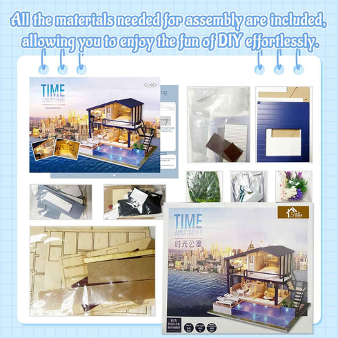 Flever Dollhouse Miniature DIY House Kit Manual Creative with Furniture for Romantic Artwork Gift (Perfect Time