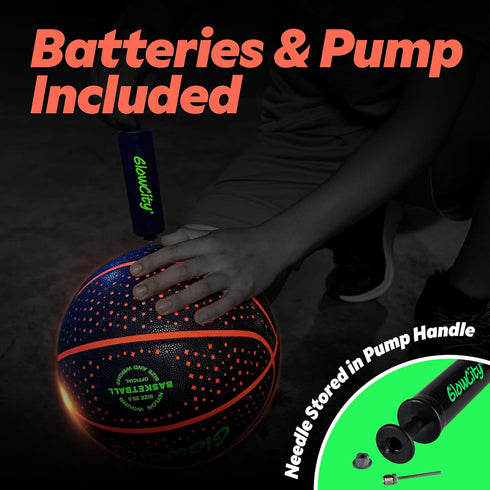 GlowCity Glow in The Dark Basketball for Teen Boys, Glowing Red Basketball, Light Up LED Toy for Night Ball Games