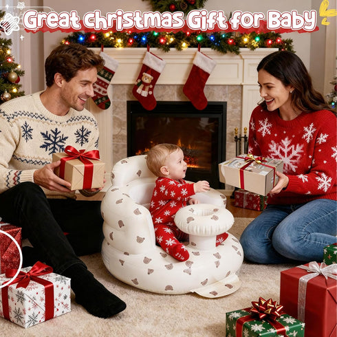 3-36 Arscniek Inflatable Baby Seat Built in Air Pump, Blow Up Baby Chair with Back Support and Tray, Sit Me Up Floor