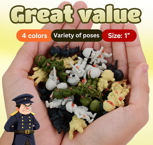 Entervending Army Men Action Figure Playset - 24 Pcs Small Soldiers Toys for Kids and Army Party Decorations