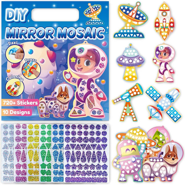 iGetooy 10 Sets DIY Mosaic Stickers for Kids, Space Art Craft Kit