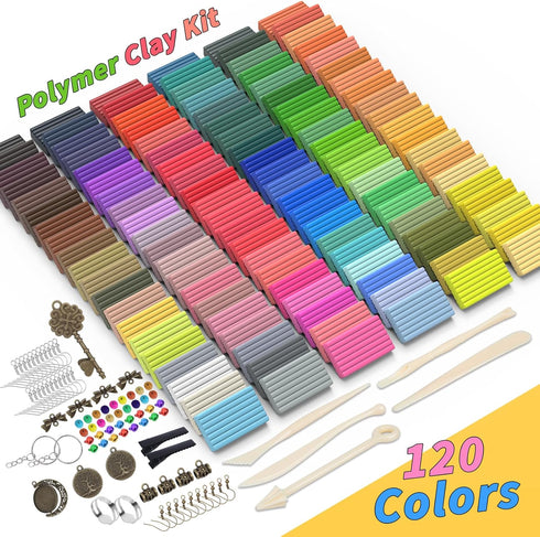 285 120 Pcs Polymer Clays Bright Colors Oven Bake Clay Non-Sticky Modeling Clay DIY Starter Kit with Sculpting Tool