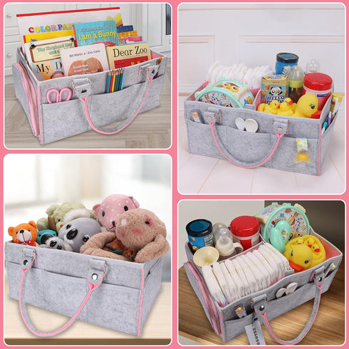 Baby Diaper Caddy Organizer for Girl Boy Large Nursery Storage Bin Basket Portable Holder Tote Bag for Changing Table