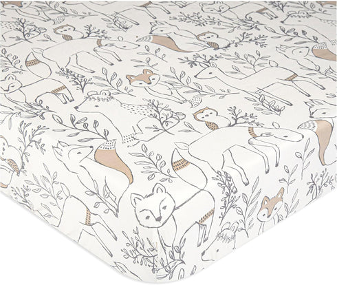 Crane Baby Crib Sheet, Woodland Crib Sheets for Boys and Girls, Soft 100% Cotton Sateen Baby Bedding