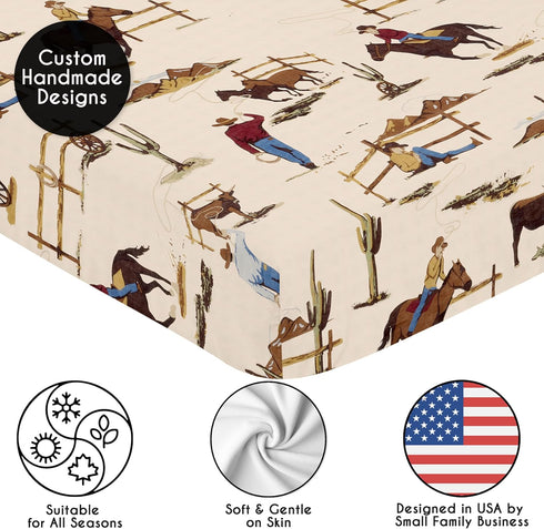 2-Piece Set Country, Sweet Jojo Designs Baby Crib Sheets (Western Cowboy) for Boys, Infant Nursery, Toddler Room