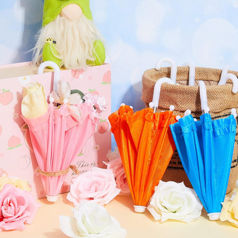 Eccliy Mini Doll Umbrella 11.8 Inch Colorful Tiny Plant Beach Sunny Rainy 1:6 Scale Doll Umbrella