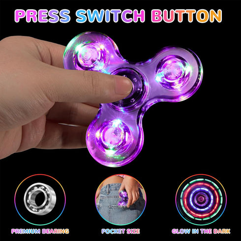 1Pcs 4-8 8-12 WELLVO LED Fidget Spinner for Kids Adults, Light up Sensory Fidget Toys for Kids Anxiety Stress Relief