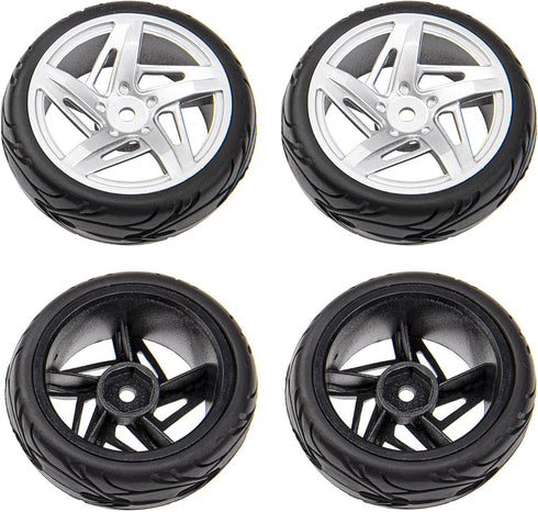 5-Spoke 12mm Hex Hub Wheel Rims & Rubber Tires Compatible with HSP Tamiya HPI Kyosho 1/10 On-Road Touring Car,WLtoys 1/14 144001 Traxxas 1/16 Slash 1/18 A959B RC Buggy