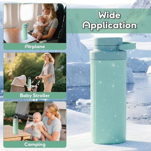 GQIRIL 22oz 2pcs 11oz 24H 360Cooling Portable Breastmilk Cooler Bottle - Breast Milk Chiller for Travel, Baby