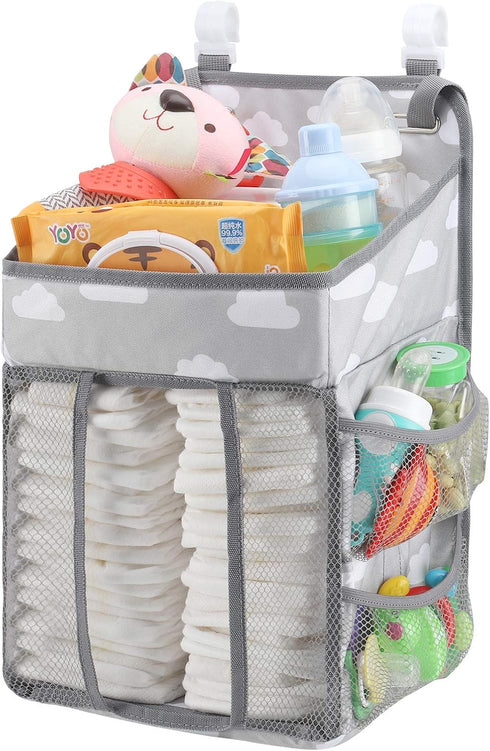 Accmor Grey Cloud Hanging Baby Diaper Caddy Organizer, Diaper Stacker for Changing Table, Crib, or Wall